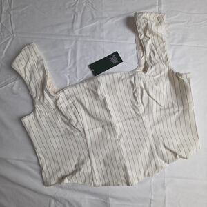 NWT Wild Fable Pinstriped Cream Women's Top Sz XL